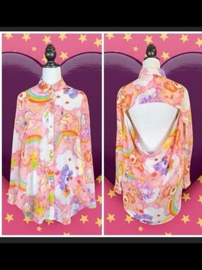 Iron Fist Care Bears Sheer Open Back Blouse